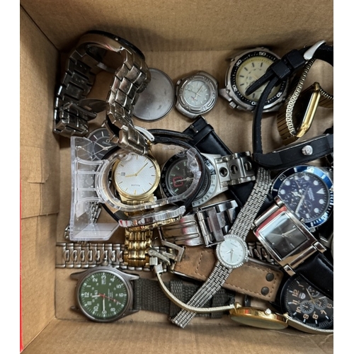 744 - A box of watches including new & boxed Fossil watch