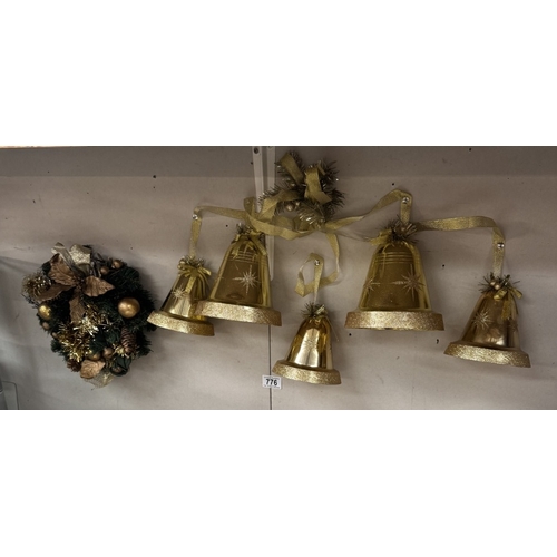 776 - A quantity of gold coloured Christmas decorations