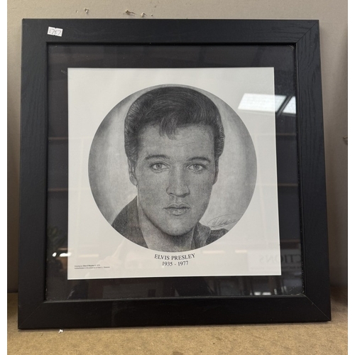 777 - 4 Framed & glazed Elvis related memorabilia including framed sheet music All Shook Up