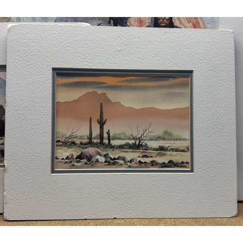 782 - 2 US Midwest related Jerry Becker watercolours & A Morgan print, Ribbons In The Sky