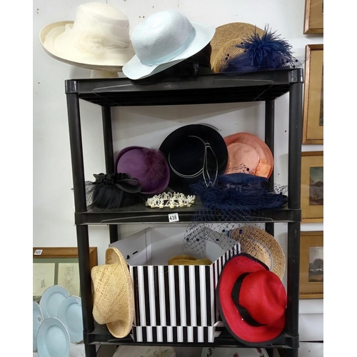 438 - 3 shelves of ladies hats