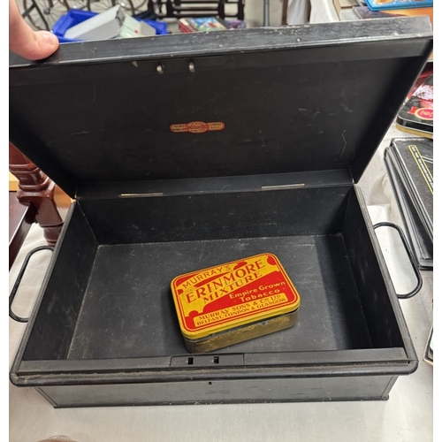 797 - A vintage metal deed box & an oak box