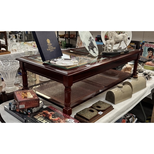 802 - A good quality mahogany glass topped coffee table, COLLECT ONLY.