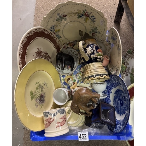 452 - A quantity of miscellaneous items including plates & figures etc.