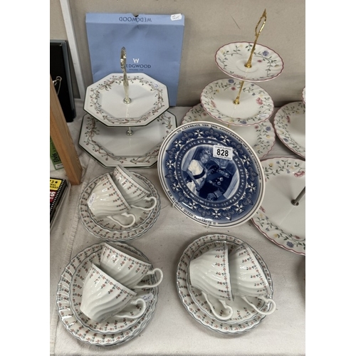 828 - A Johnson Bros Dreamland tea set , cake stands & 1953 Coronation cups & saucers