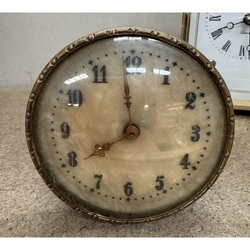 831 - A vintage perpetual calendar with hunting scene & a selection of clocks