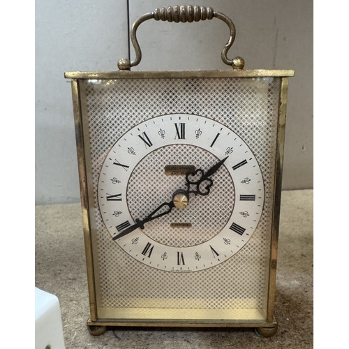 831 - A vintage perpetual calendar with hunting scene & a selection of clocks