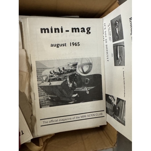 838 - A box of 1960s Mini Mag club magazines & other classic mini ephemera