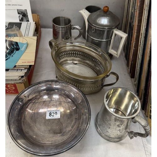 839 - A quantity of silver plate & pewter including tankards & tureens