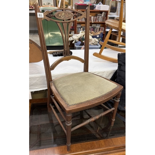 850 - A Victorian mahogany inlaid bedroom chair, COLLECT ONLY.