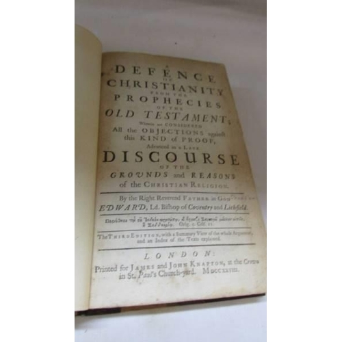 1205 - Chandler, Edward, A Defence of Christianity from the Prophesies of the Old Testament. 1728, London. ... 