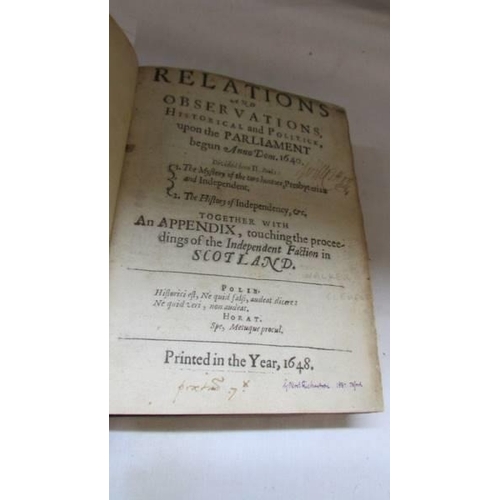 1212 - Walker, Clement, Relations And Observations Historical And Politick: History Of Independency. 1648-5... 