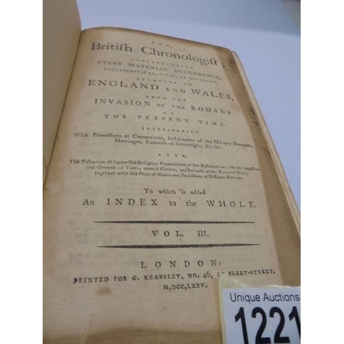 1221 - Volume 3 of 3 'The British Chronologist Relative to England and Wales' from the invasion of the Roma... 