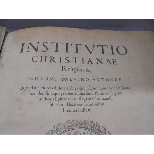 1228 - Calvin, Jean, Institutio Christianae Religionis, Johanne Calvino Author. 1592, Geneva.