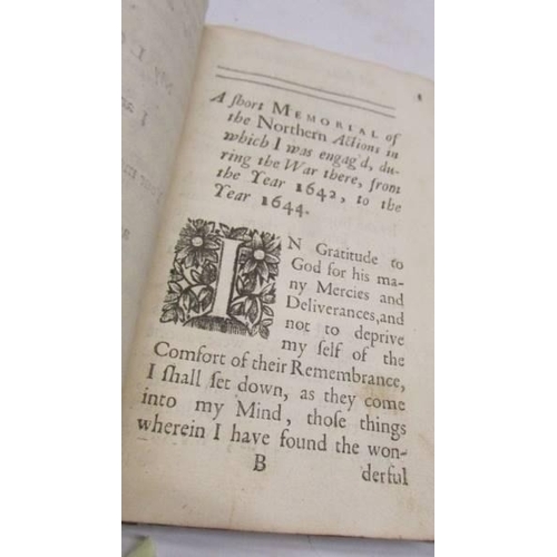 1237 - Fairfax, Thomas, Short Memorials of Thomas Lord Fairfax written by himself. 1699, London. 1st Editio... 