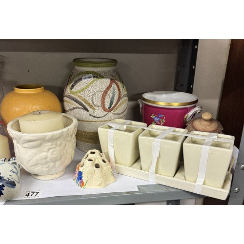 477 - A quantity of ceramic, glass items & candles