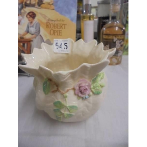 545 - A pretty belleek plant pot.