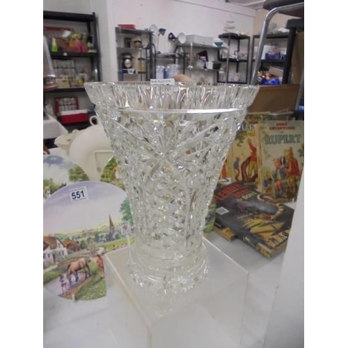 550 - A good cut glass vase.