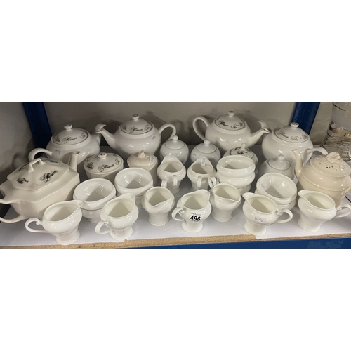 496 - A large collection of catering pots, plates etc