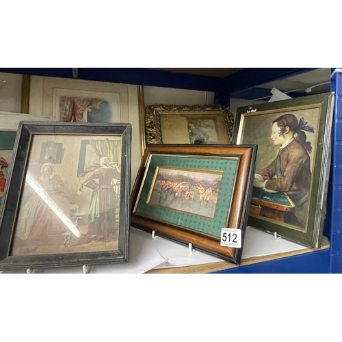 512 - A quantity of framed & glazed pictures including The Rugby Match etc