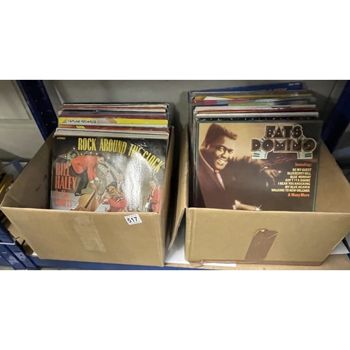 517 - 2 Boxes of Rock N Roll LPS including Bill Haley, Fats Domino etc