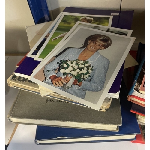 529 - A collection of books and photographs including images of Lady Diana etc