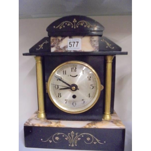 577 - A superb quality three piece clock garniture (movement changed to battery) COLLECT ONLY.