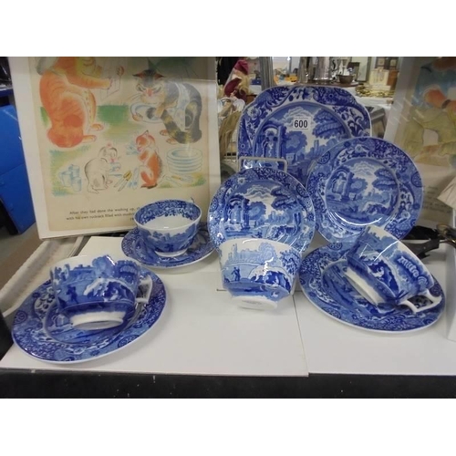 600 - A quantity of Spode blue and white tea ware.