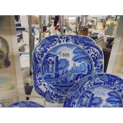 600 - A quantity of Spode blue and white tea ware.