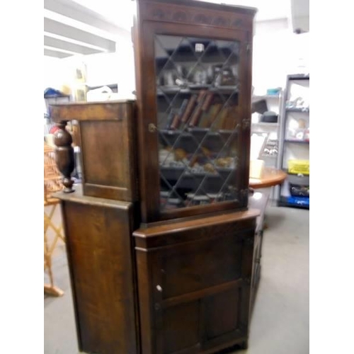 603 - A 20th century oak corner cabinet, COLLECT ONLY.