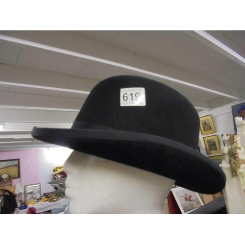 619 - An Edwardian bowler hat.