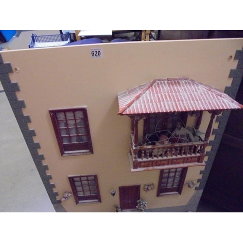 620 - A front panel for a Doll's house, COLLECT ONLY.