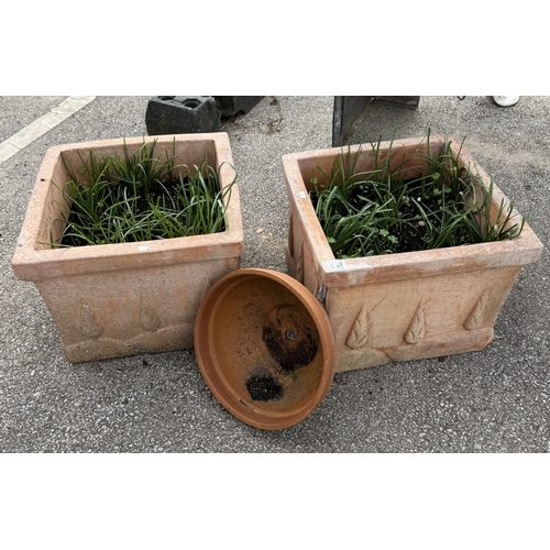 638 - 2 Large square garden planters & one other