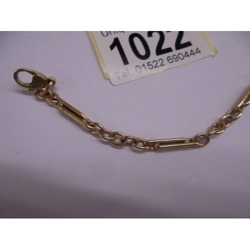 1022 - A 9ct gold wrist chain, 8.85 grams.