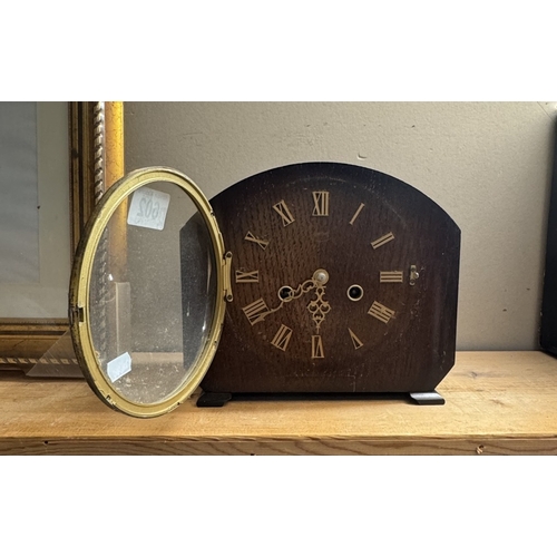 602 - An Edwardian oak mantle clock