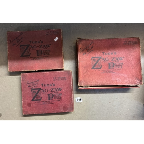 608 - 3 Boxed Tucks Zag-Zaw picture puzzles (Completeness unknown)