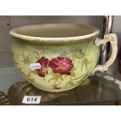 614 - A Victorian hand painted chamber pot / planter by RS & Co