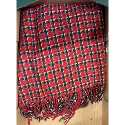 651 - A New tablecloth & napkins from Finland, curtains, bed spread & blanket etc