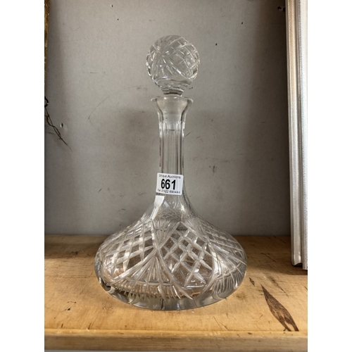 661 - A good quality cut glass ships decanter