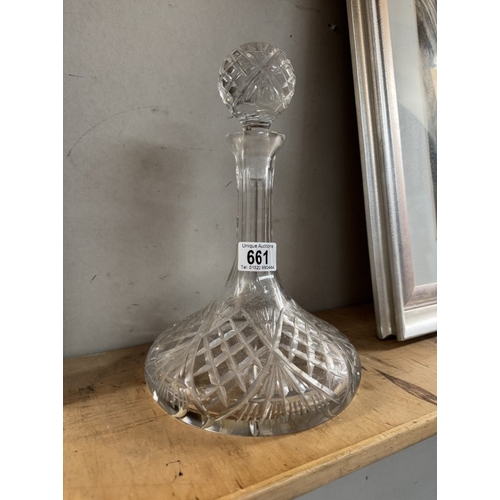 661 - A good quality cut glass ships decanter