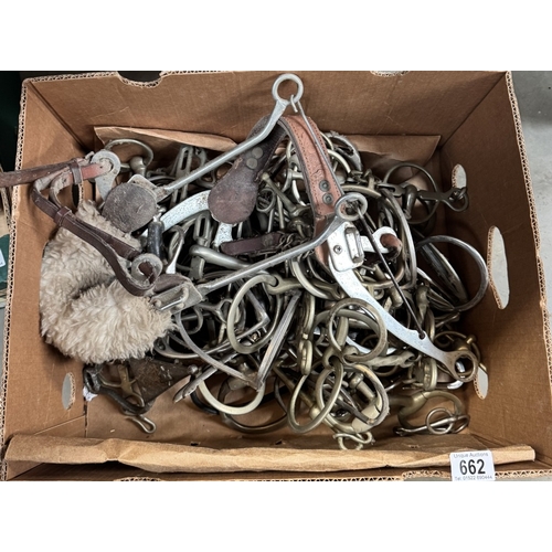 662 - A quantity of horse stirrups & bits etc