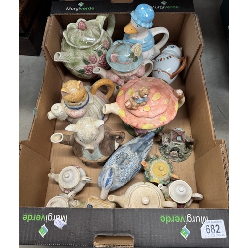 682 - A box of collectors teapots