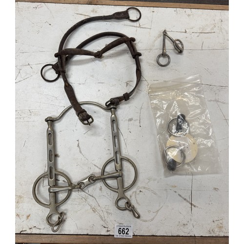 662 - A quantity of horse stirrups & bits etc