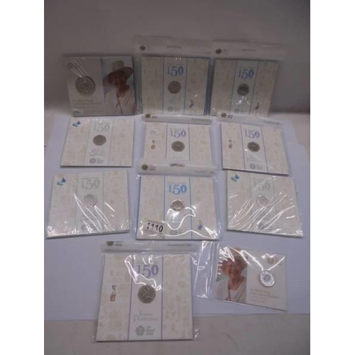 1110 - Nine Royal Mint Beatrix Potter 150 years 50p sets (sealed) and Queen Elizabeth 90th Birthday £5 & £2... 