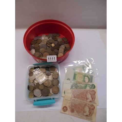 1111 - A quantity of coins and bank notes.