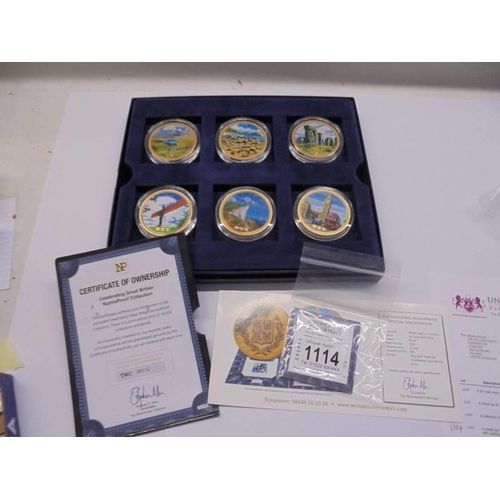 1114 - A cased set of Celebrating Britian Numisproof coins with certificates (11 in total missing No.7)