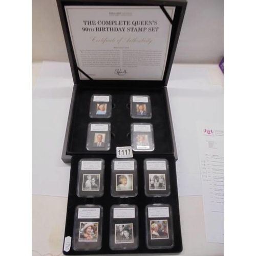 1117 - The Complete Queens 90th Birthday stamp set. Cased.