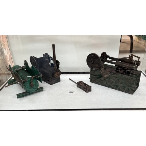 698 - 3 Scratch built models of stationary steam engines (Not live steam) Length 20 - 30cm