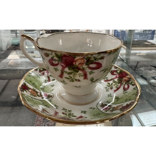 714 - A Cup & Saucer by Royal Albert Old Country Roses, Ruby Celebrations, Green Damask