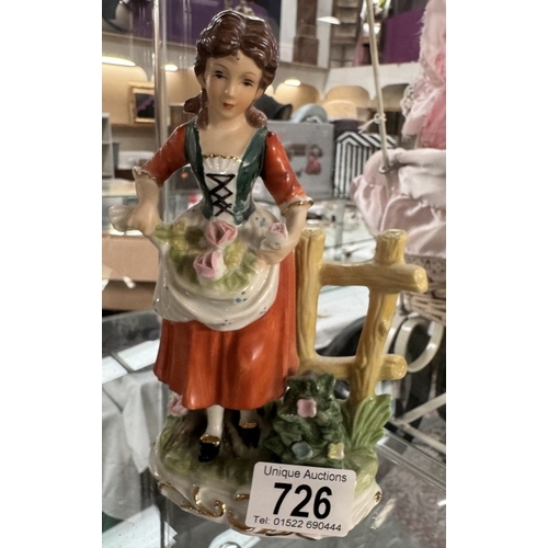 726 - A pair of vintage figurines (Boy & Girl with flowers)